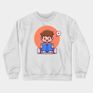 Cut Boy Reading Book Crewneck Sweatshirt